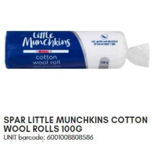 SPAR LIT MUNCH COTTON WOOL ROLL 100G (RF
